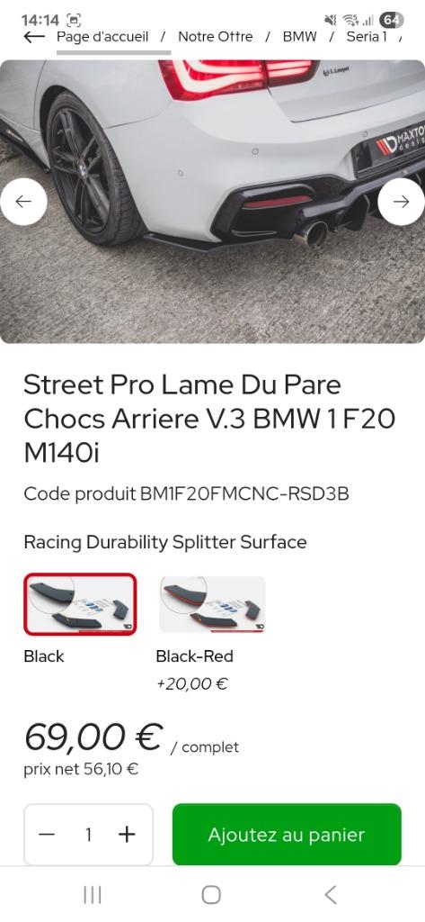 Lame du pare-chocs arrière BMW  M140 M135i Maxton Design V3., Ophalen of Verzenden