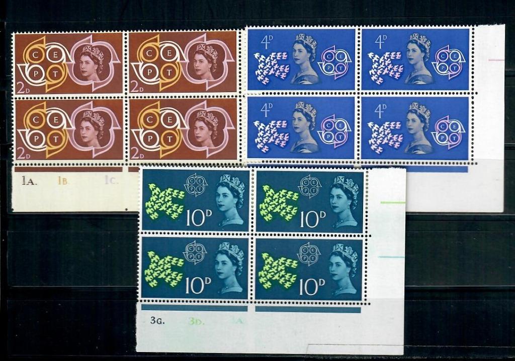 Engeland yvertnrs.: 362/64 in blok van 4 postfris, Ophalen of Verzenden, Postfris