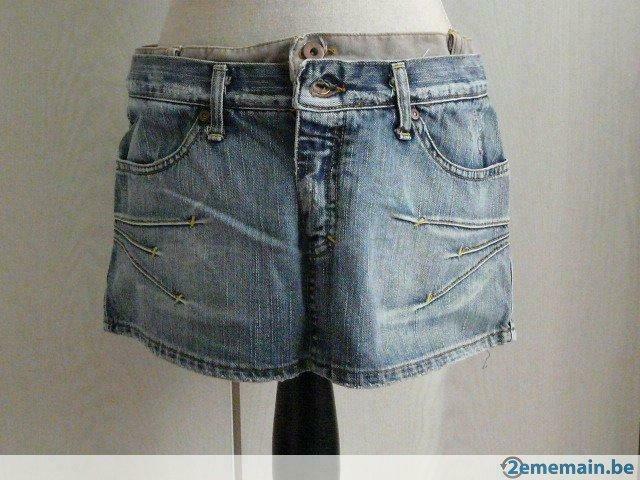 Mini  jupe en  jeans  délavé ;, Enlèvement ou Envoi, Porté