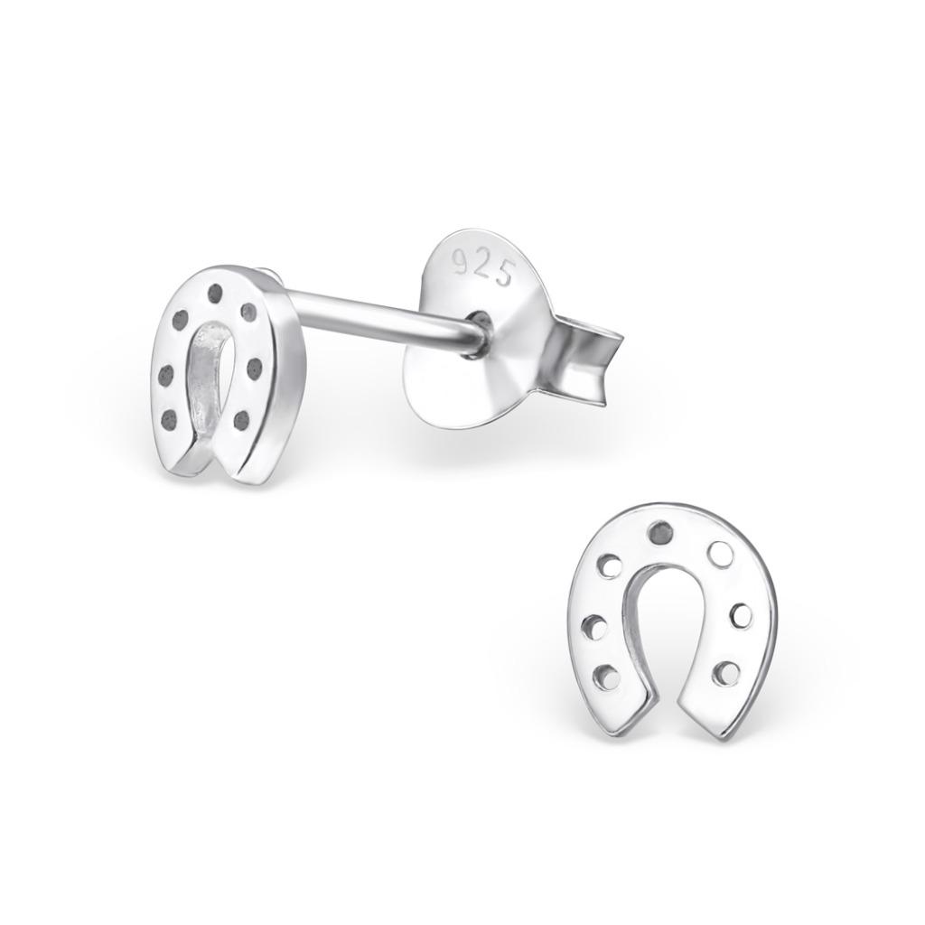 925 Sterling zilveren kinderoorbellen hoefijzer paard, Ophalen of Verzenden, Nieuw, Zilver, Oorbellen