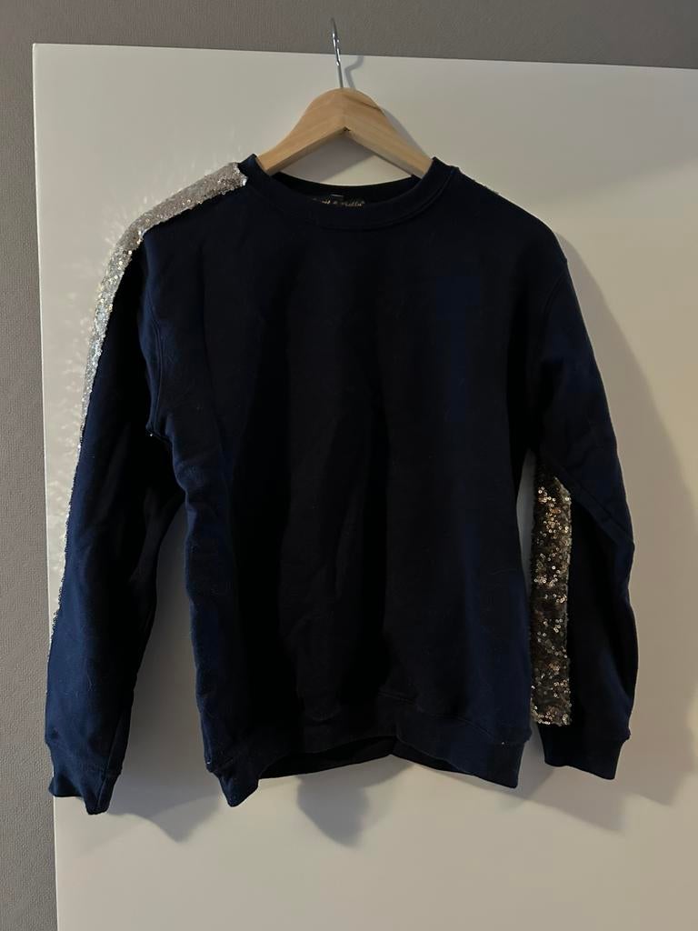 Sweater  met glitters op de mouwen, Kleding | Heren, Ophalen, Zo goed als nieuw, Maat 46 (S) of kleiner, Blauw