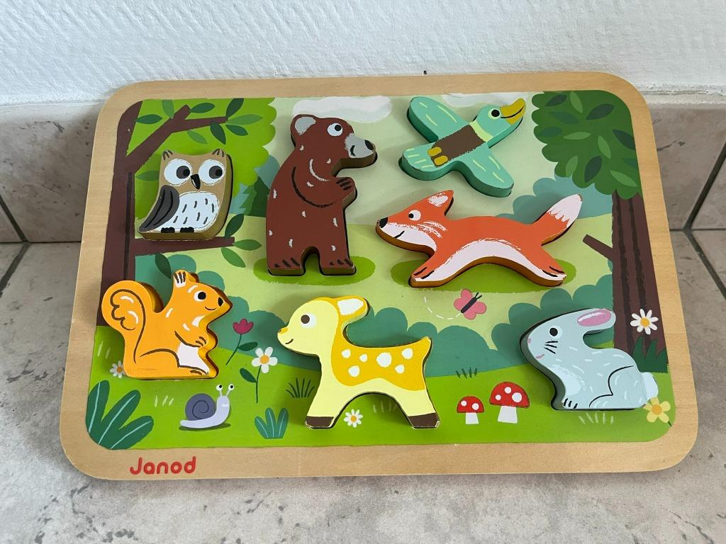 Janod houten vormenpuzzel bos, Kinderen en Baby's, Ophalen, Zo goed als nieuw, Van hout