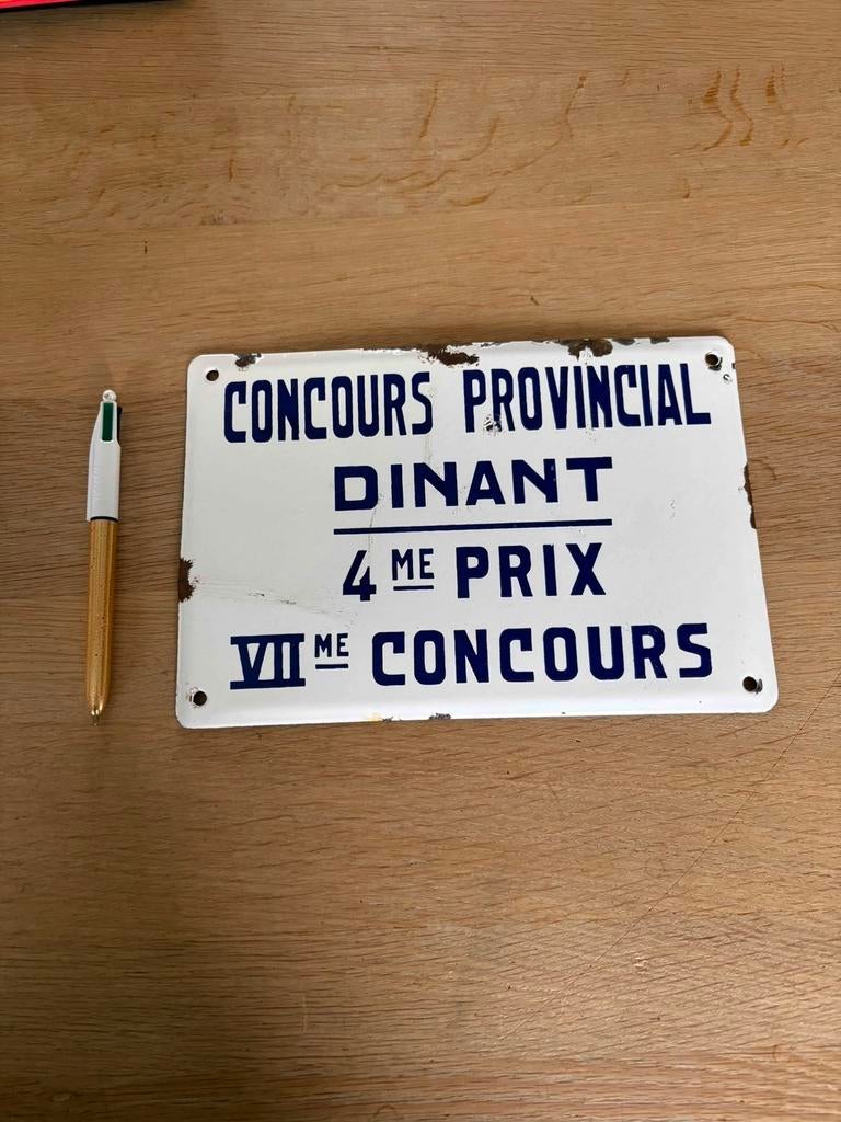 Geëmailleerde plaquette voor wedstrijden van Dinant, Ophalen of Verzenden, Gebruikt, Reclamebord