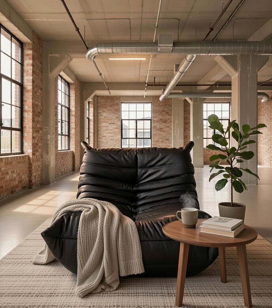 Togol ligne roset fauteuil zwart leder, Huis en Inrichting, Ophalen, Zo goed als nieuw