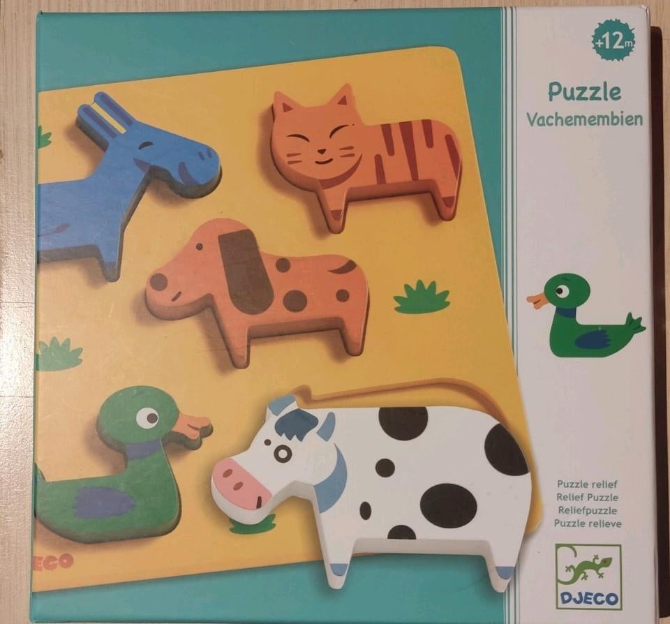 Djeco dieren puzzel +12m, Comme neuf, Enlèvement, 6 mois à 2 ans, Moins de 10 pièces