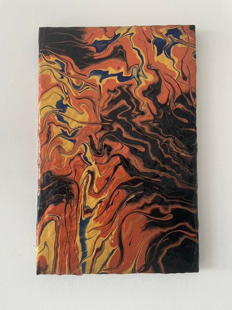 Tableau abstrait 35x23 cm "Passerelle", Enlèvement ou Envoi