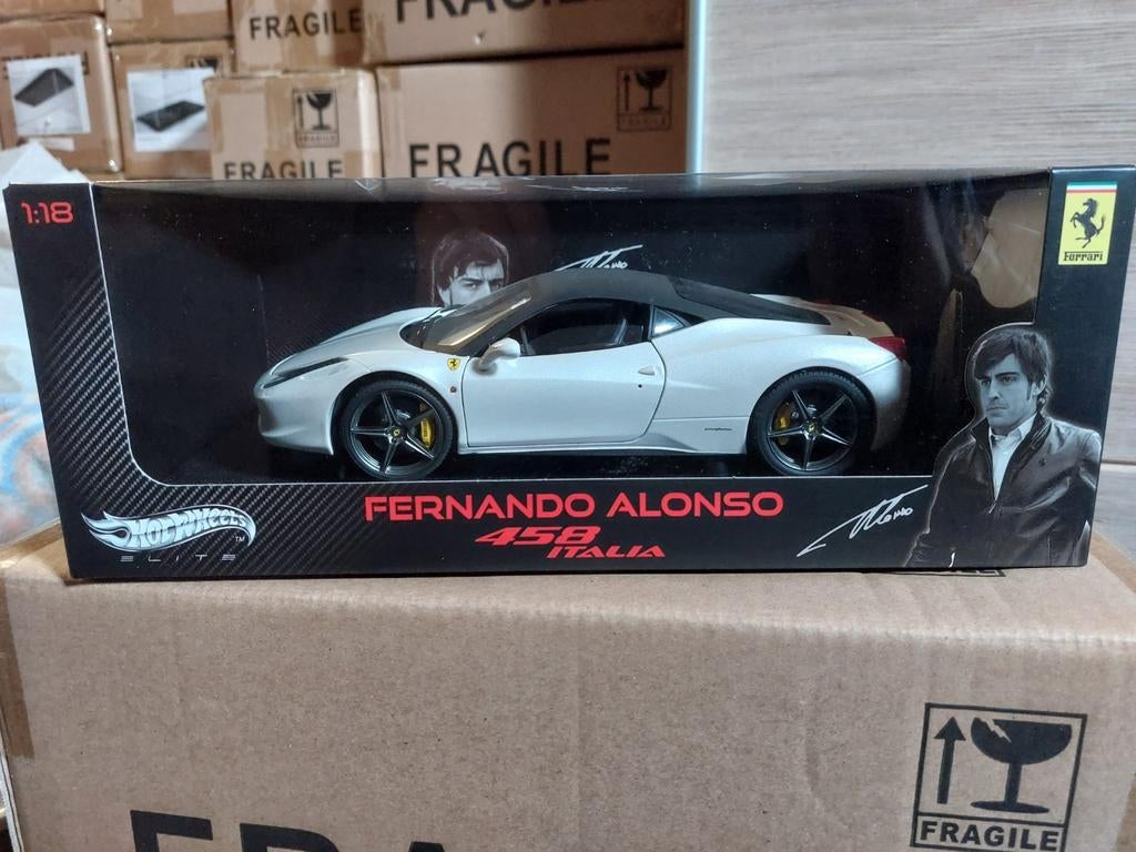 Hotwheels Elite Ferrari 458 Italia Fernando Alonso ZELDZAAM, Hobby en Vrije tijd, Modelauto's | 1:18, Ophalen of Verzenden, Zo goed als nieuw