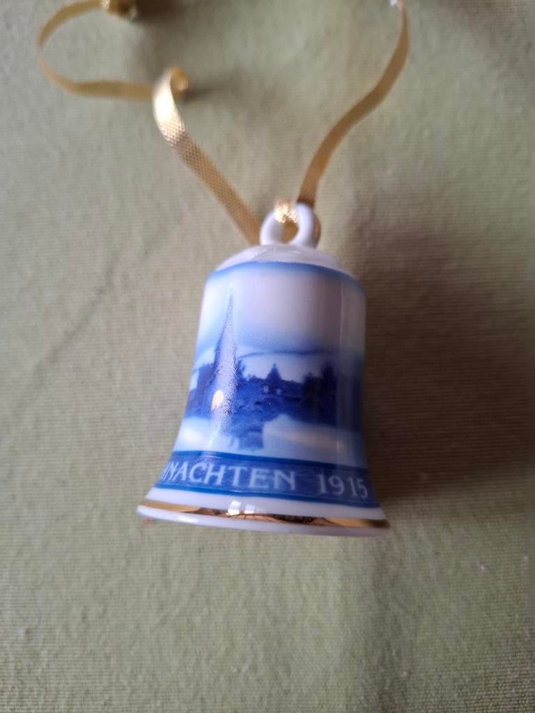 Kerst klokje blauw / wit porselein, Ophalen of Verzenden