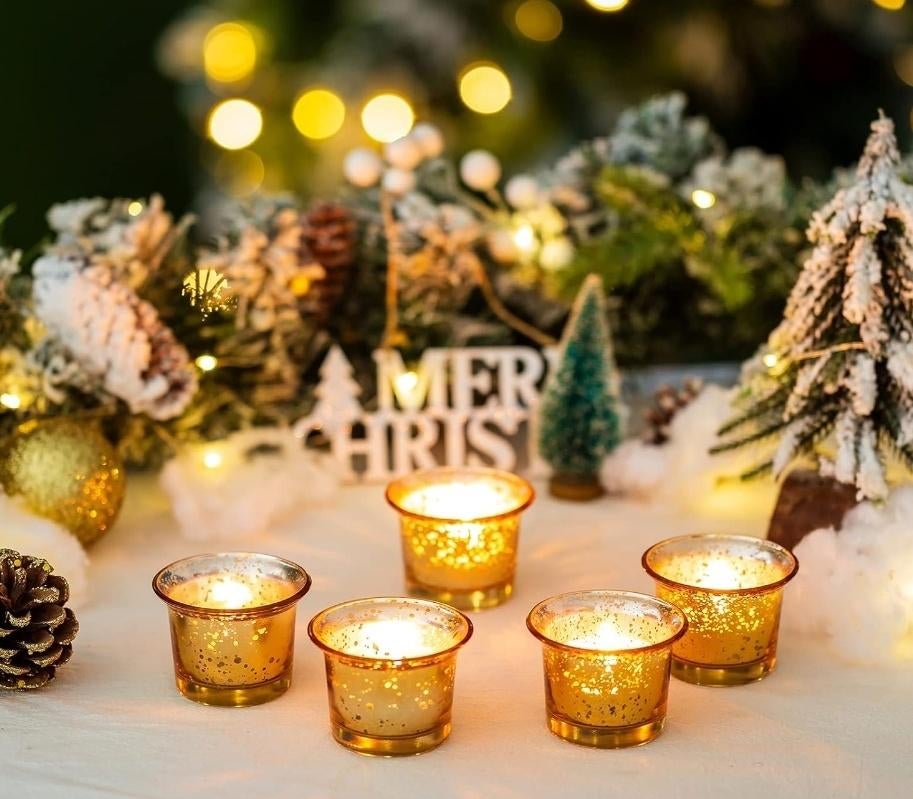 Kerst kandelaars voor theelichtjes in goud kleur, Huis en Inrichting, Verzenden, Nieuw, Goud, Kandelaar