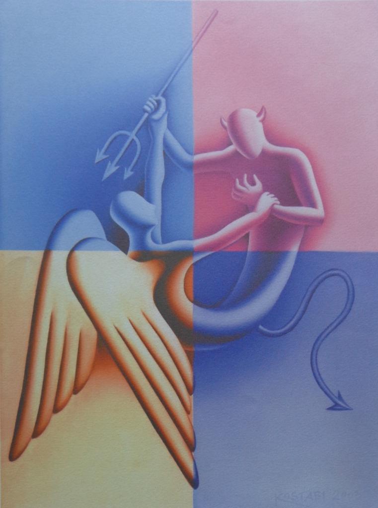MARK KOSTABI / FIGURATIE / KLEURGICLEE / 66x50cm / SIG 2003, Antiquités & Art, Art | Lithographies & Sérigraphies, Signé, Enlèvement ou Envoi