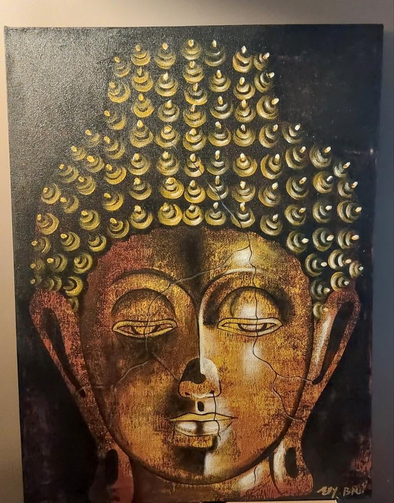 Gouden Buddha op canvas, Ophalen, Zo goed als nieuw