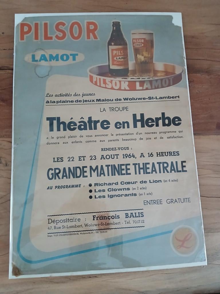 Oude affiche lamot 1964, Verzamelen, Merken en Reclamevoorwerpen, Ophalen of Verzenden, Gebruikt
