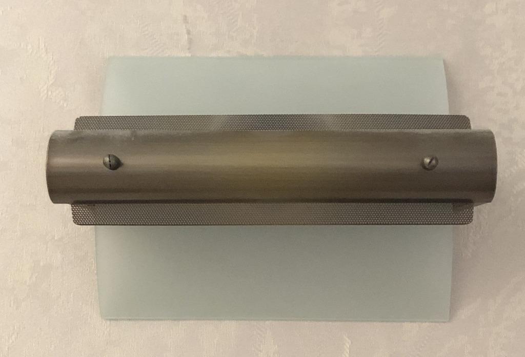Wandlamp metaal mat brons/wit Linea Verdace halogeen, Ophalen of Verzenden, Gebruikt, Glas, Strak modern