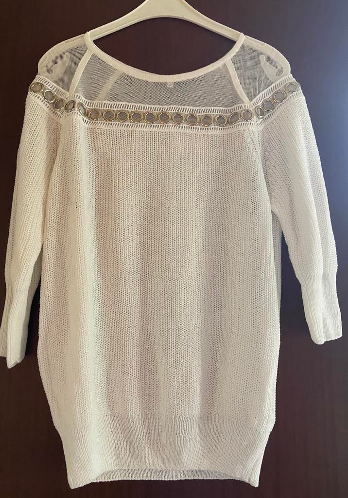 Pull blanc avec haut translucide, Neuf, Taille 38/40 (M), Enlèvement ou Envoi, Morgan