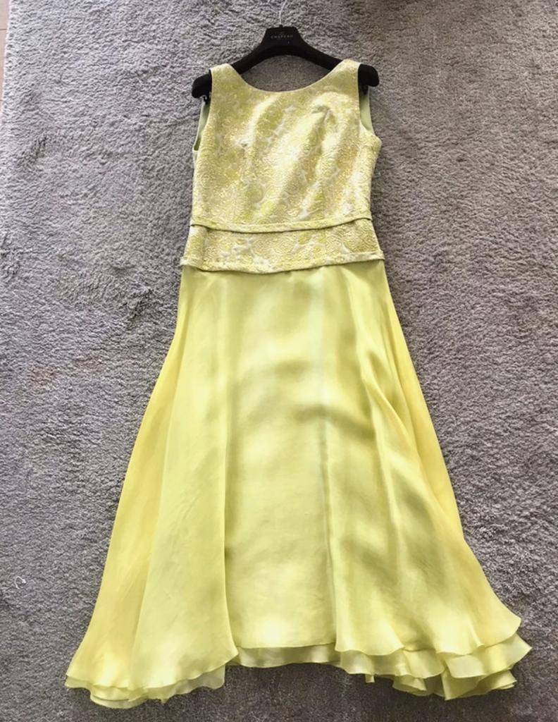 Robe cocktail, Taille 42/44 (L), Robe de gala, Jaune, Le chapeau