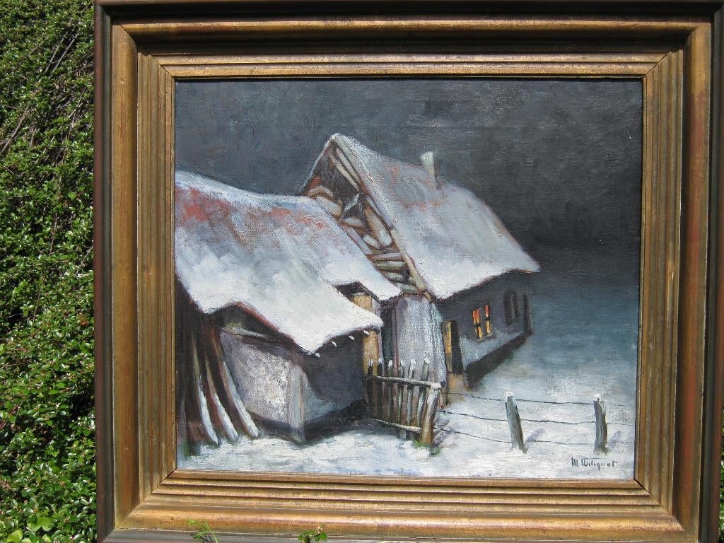 Olieverfschilderij gesigneerd M.Wiliquet - boerderij, Enlèvement