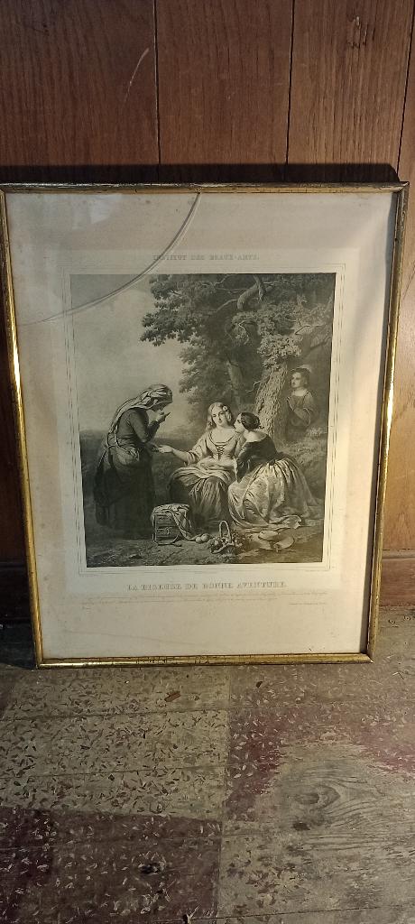 Gravure ancienne "La Diseuse de bonne aventure",48x64,n465, Enlèvement ou Envoi