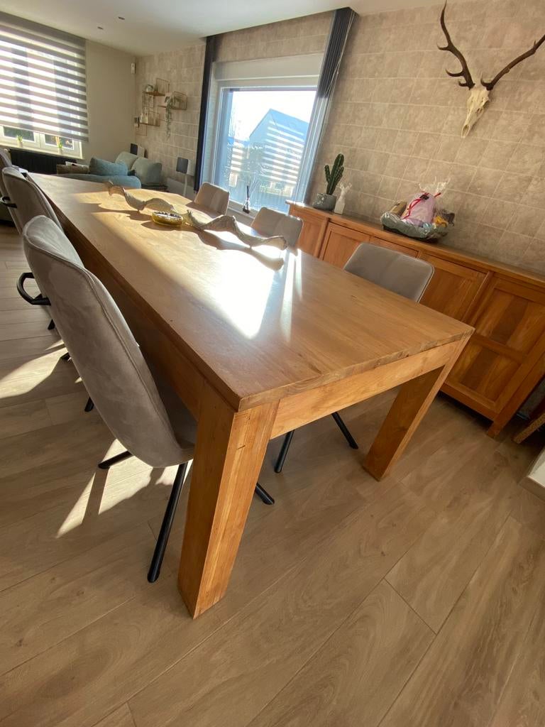 Table de salle à manger en teck massif, Teck, Comme neuf, Enlèvement, 50 à 100 cm