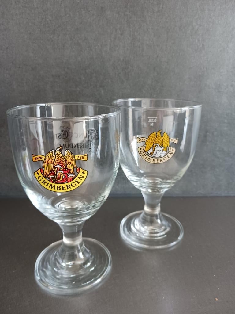 2 Grimbergen bierglazen, Verzamelen, Biermerken, Ophalen, Zo goed als nieuw