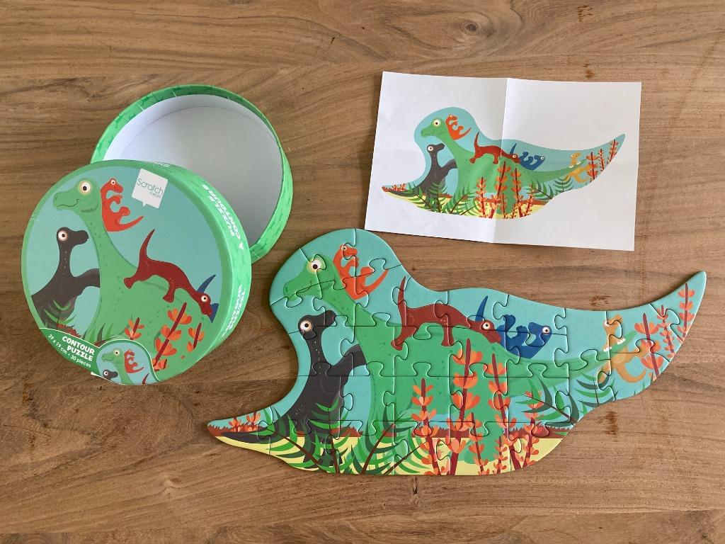 Contour puzzel dino's - Scratch europe - 30 stukken, Ophalen of Verzenden, 10 tot 50 stukjes, Zo goed als nieuw