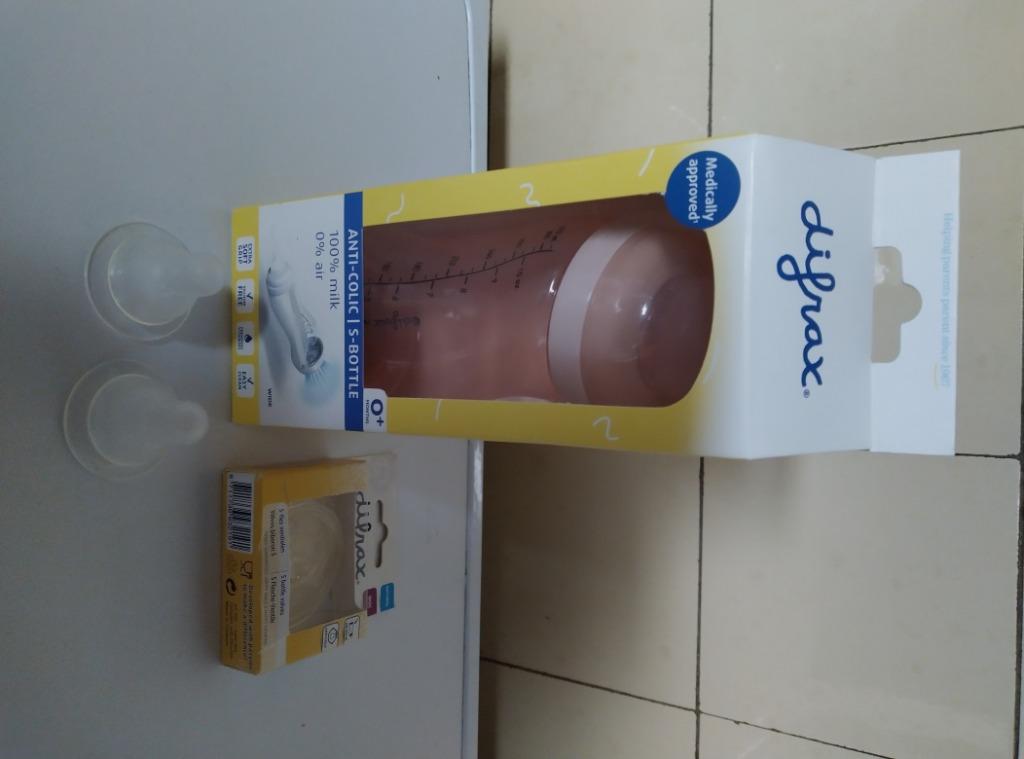 Difrax fles wide nieuw + 2 nieuwe ventielen + 2 spenen small, Ophalen, Nieuw, Overige typen