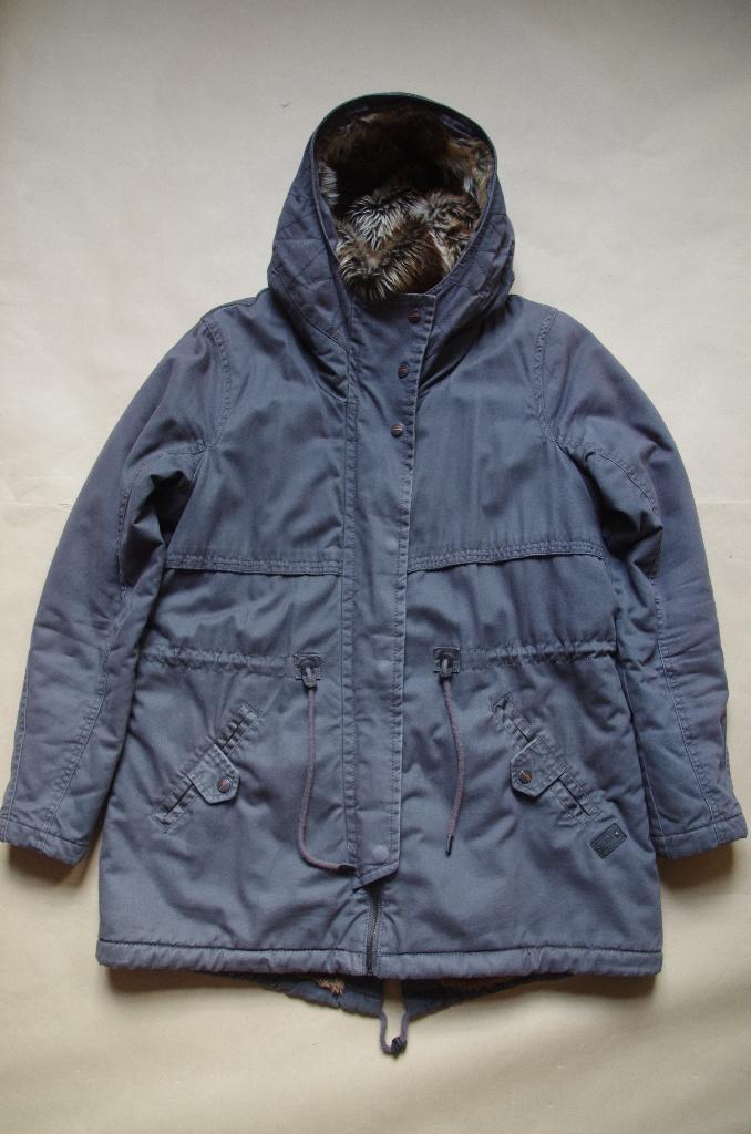 Grijze parka met pels en kap van Only (maat L), Enlèvement ou Envoi, Comme neuf, Taille 42/44 (L), Gris