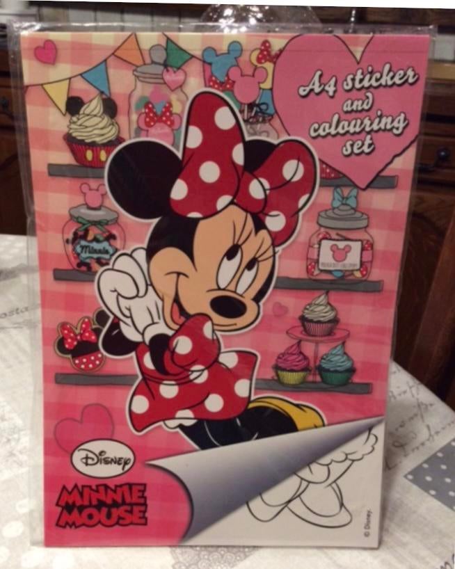 Minnie Mouse sticker/kleurboek+ wasco krijtjes+verf., Ophalen of Verzenden, Mickey Mouse, Nieuw, Pen, Potlood of Stift