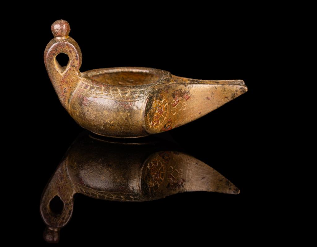 Byzantijns Bronzen olielamp, Antiek en Kunst, Antiek | Brons en Koper, Brons, Ophalen of Verzenden