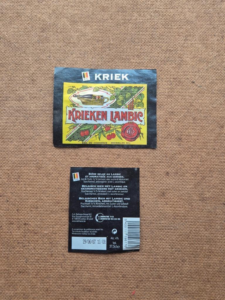 Etiquette Krieken Lambic, Ophalen of Verzenden, Gebruikt, Overige typen, Overige merken