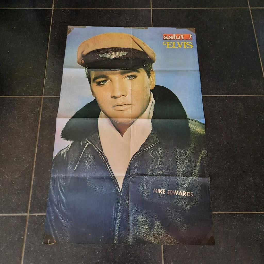 Elvis Presley poster ( 58 cm x 90 cm !! ) . Dubbelzijdig ., Verzamelen, Ophalen of Verzenden, Zo goed als nieuw