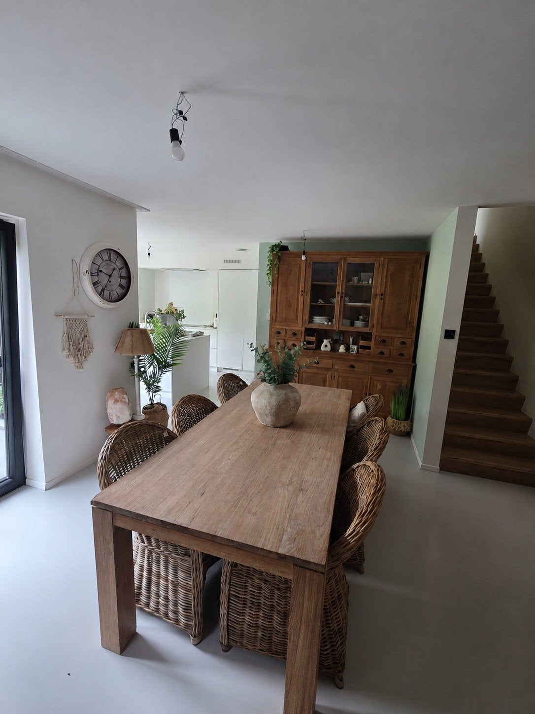 Landelijke Teak eettafel, Ophalen, Gebruikt, Teakhout, 200 cm of meer