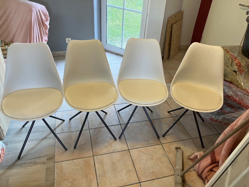 4 chaises blanches, Maison & Meubles, Chaises, Enlèvement, Utilisé, Scandinave, Blanc