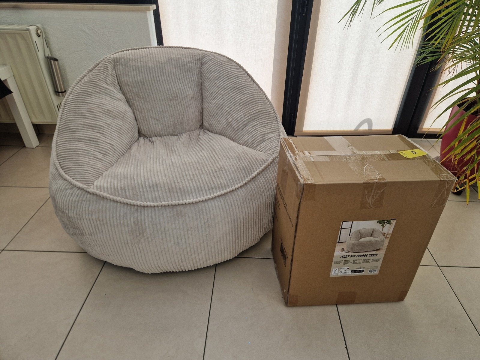 Fauteuil Teddy en mousse compressé, Huis en Inrichting, Zitzakken, Ophalen, Nieuw, Beige