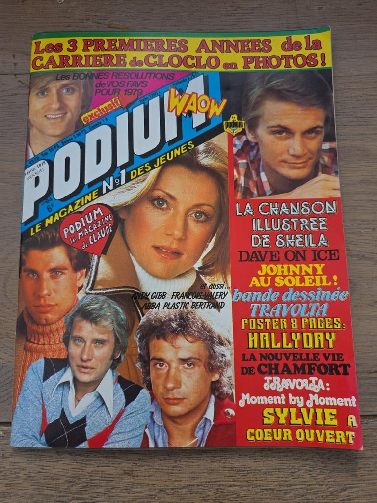 Tijdschrift Podium 1979 Posters Johnny Cloclo Sardou Sheila, Verzamelen, Posters, Ophalen of Verzenden