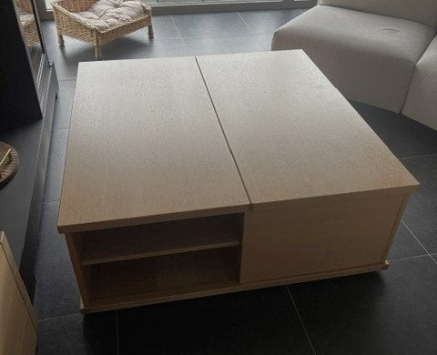 Salontafel Eik Mergelkleur met klapsysteem, 100 à 150 cm, Carré, 100 à 150 cm, Enlèvement