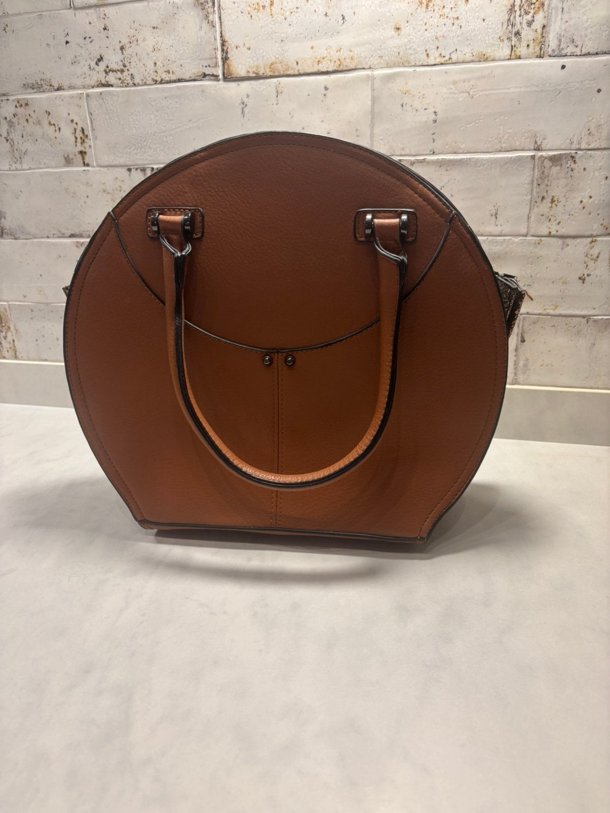 Cognac kleurige dames handtas, Ophalen, Gebruikt, Handtas