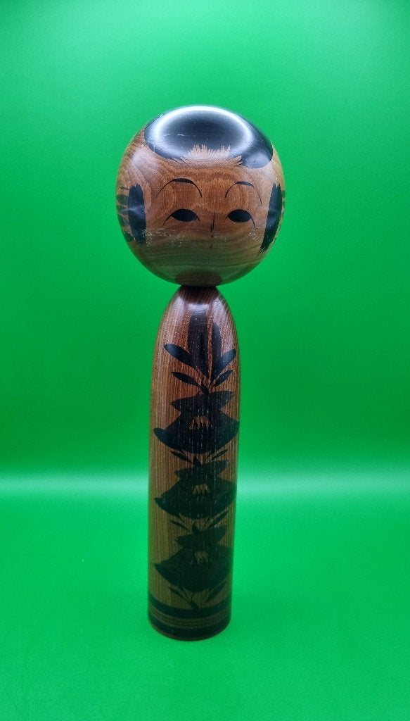 Yajiro Kokeshi monochrome vintage de Nidaime Tetsuen, 24 cm, Enlèvement ou Envoi, Japon, Bois