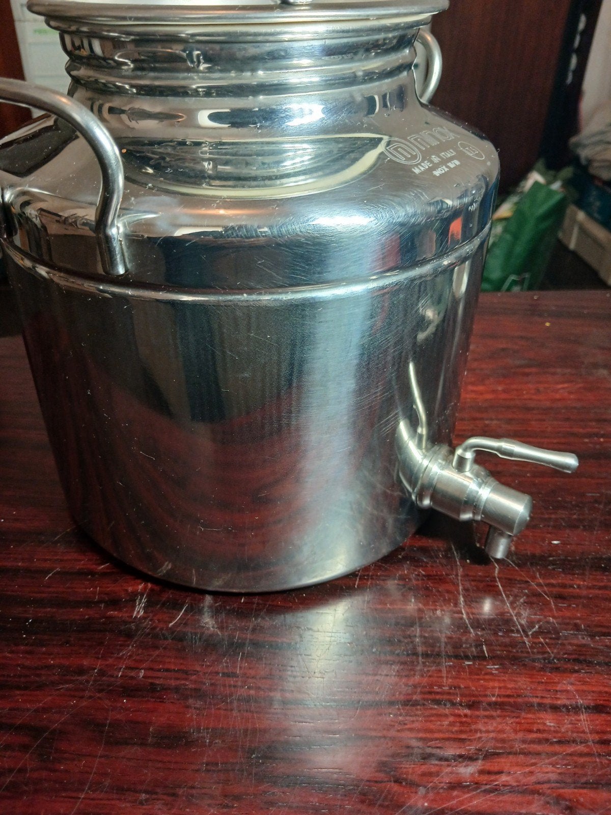 Fut Inox – 5L Huile Avec Robinet Et Support, Maison & Meubles, Enlèvement, Inox