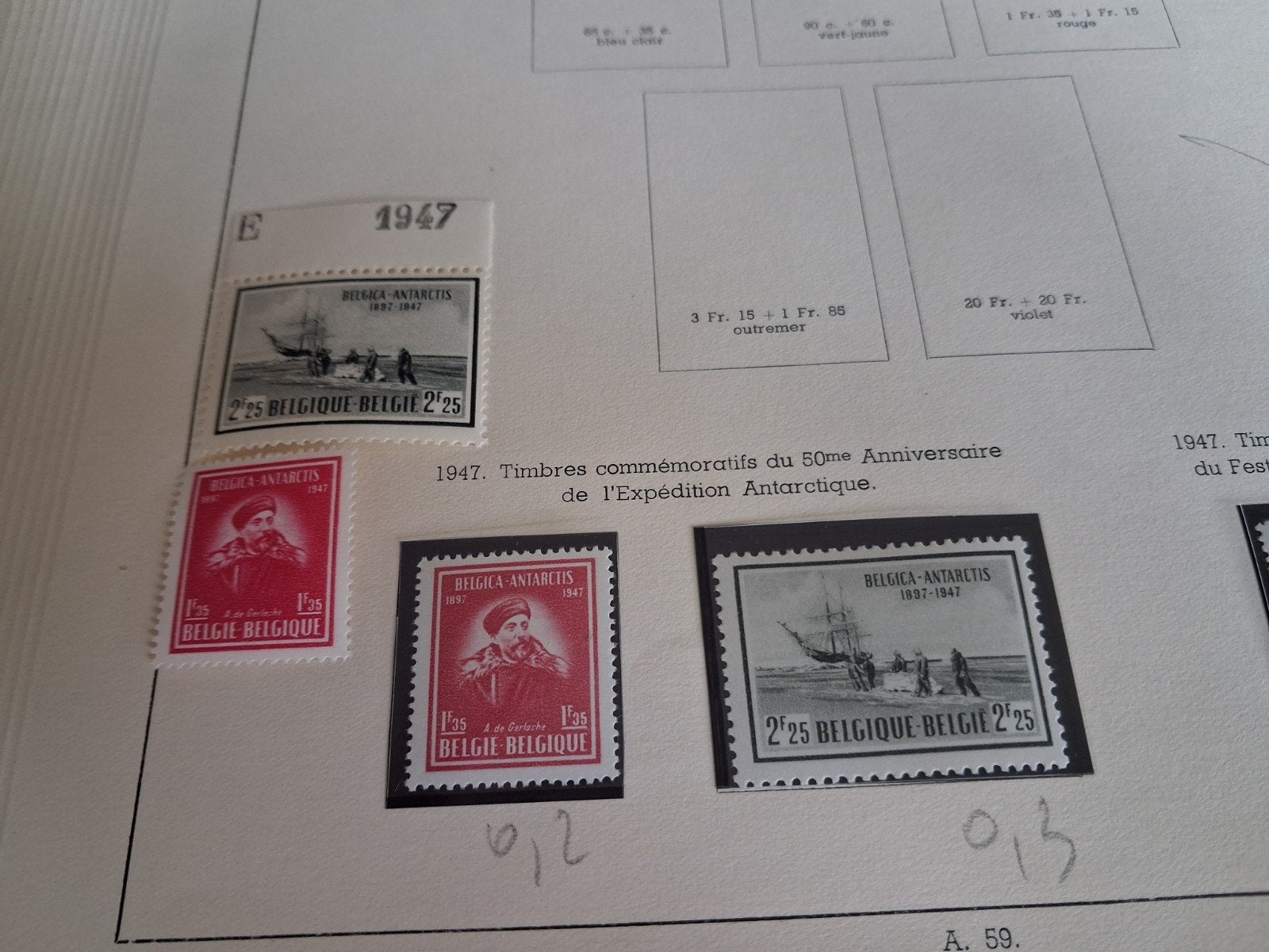 1947 timbres belges COB 748 749 750, Timbres & Monnaies, Enlèvement ou Envoi