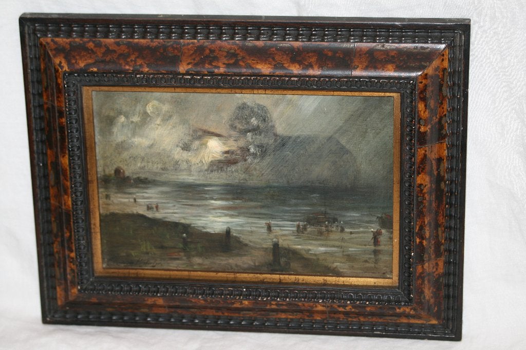 Edward Portielje (1861-1949) Olie op paneel Gesigneerd, Antiek en Kunst, Ophalen of Verzenden, Gesigneerd, Olieverf, Paneel