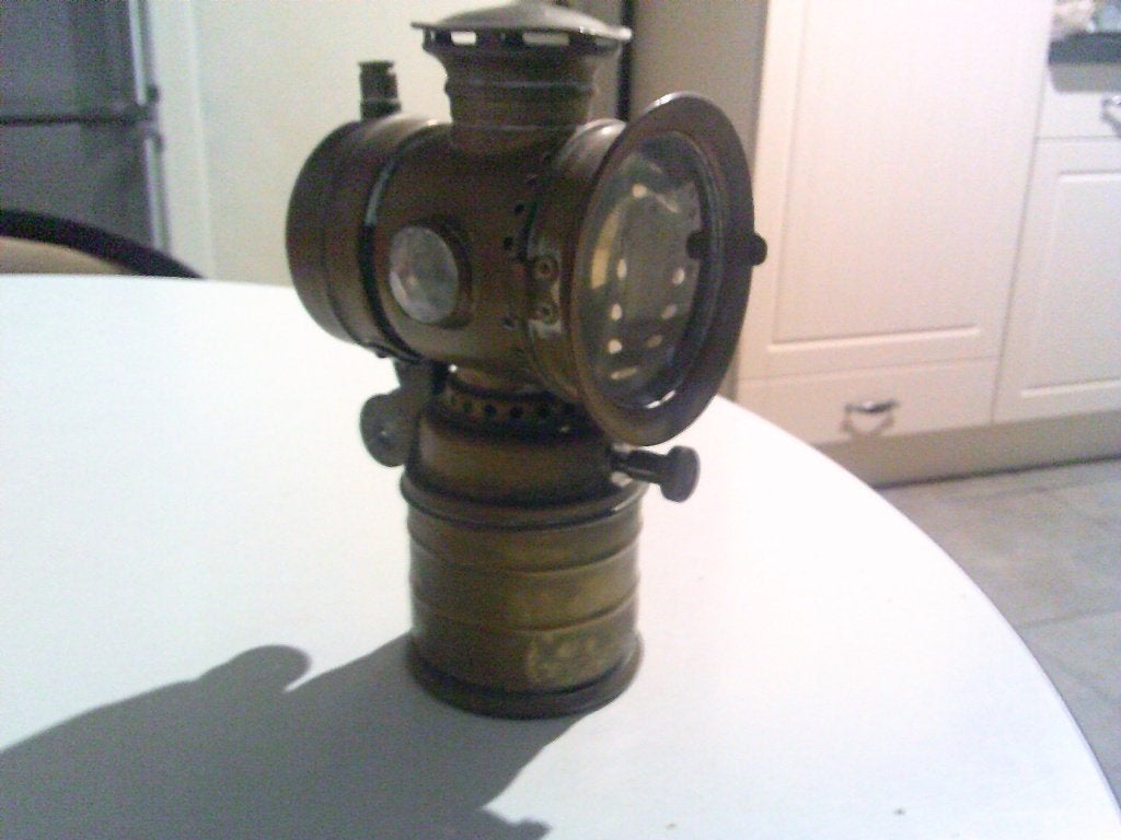 oude fietslamp carbuurlamp, Ophalen