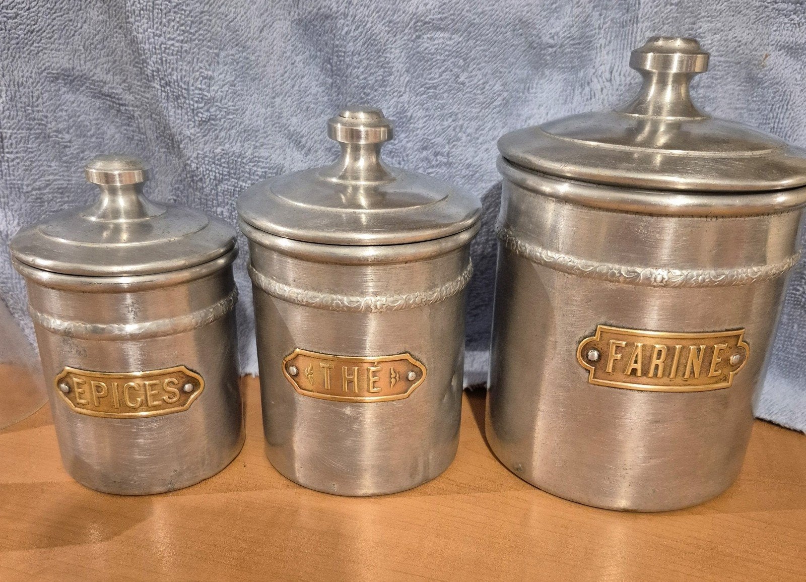 serie de 3 pot vintage, Avec couvercle, Enlèvement ou Envoi, Aluminium, Utilisé