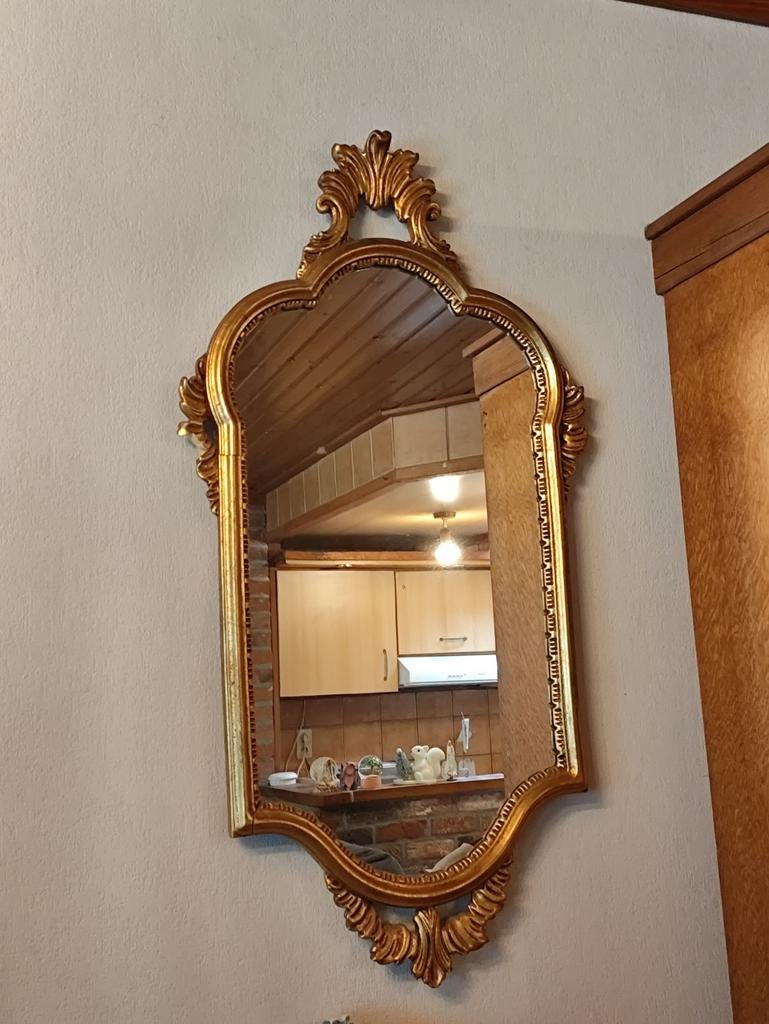 Vintage barok spiegel goudkleurig – decoratieve wandspiegel, Antiek en Kunst, Ophalen