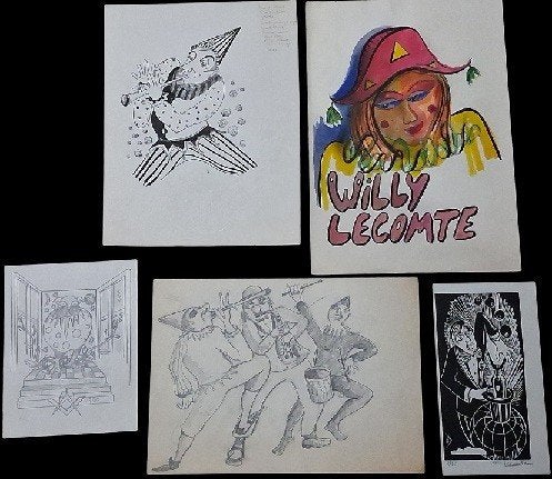 5 werken van Willy Lecomte., Antiek en Kunst, Kunst | Etsen en Gravures, Ophalen of Verzenden, Ets