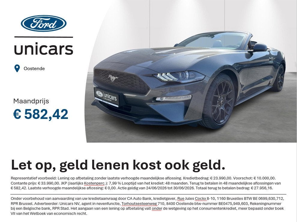 Ford Mustang Convertible 2.3i EcoBoost, Autos, Argent ou Gris, Achat, Euro 6, Entreprise