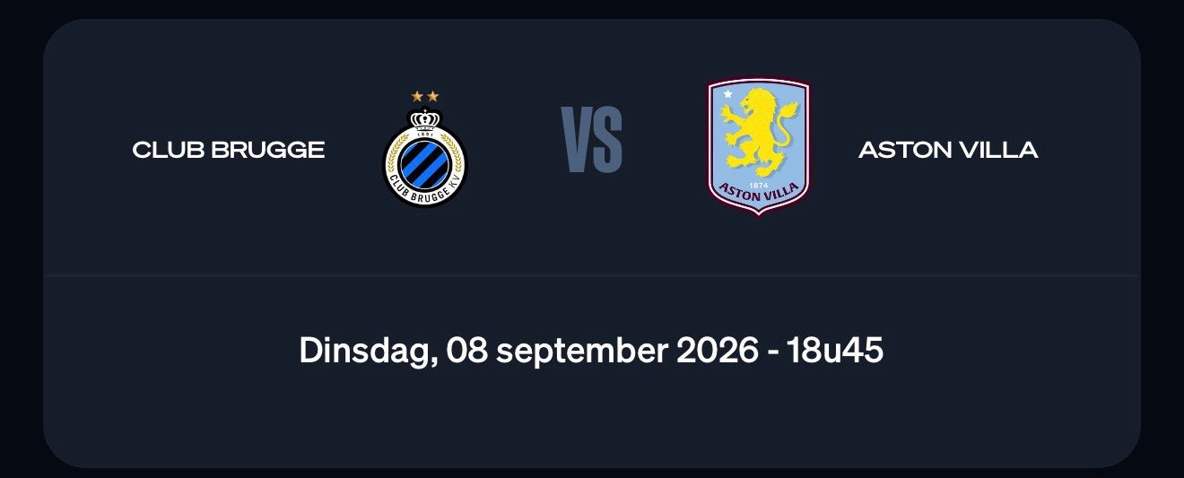 Ticket Club Brugge – Aston Villa disponible, Ophalen