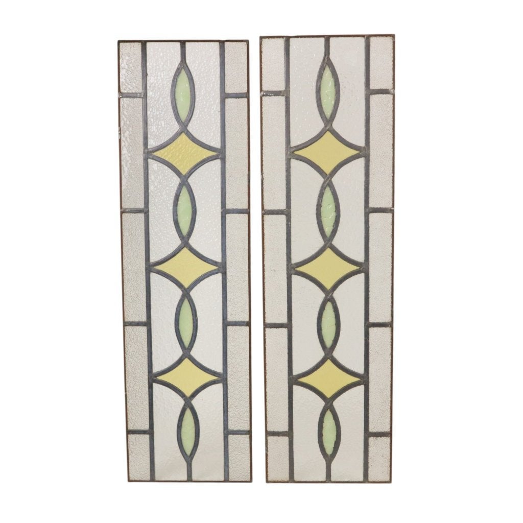 Art Deco Glasraam Glas in Lood Geometrisch 85x24cm, Ophalen of Verzenden