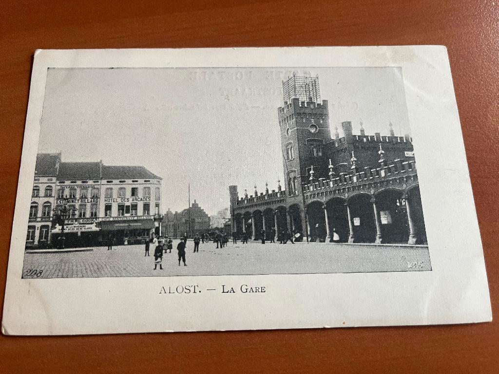 Postkaart Aalst : La gare-Het station - 1910/1920, Verzamelen, Verzenden, Voor 1920, Ongelopen, Oost-Vlaanderen