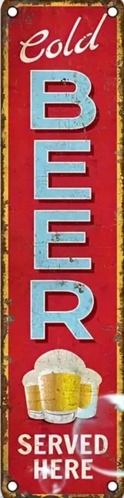 Panneau en bois Bière froide servie ici - mancave vintage, Enlèvement ou Envoi, Neuf, Panneau publicitaire