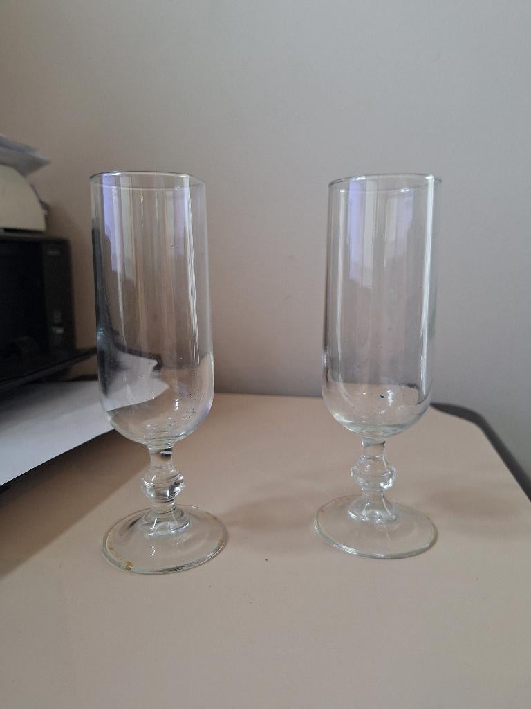 glas champagneglas vintage 2x, Huis en Inrichting, Ophalen of Verzenden, Zo goed als nieuw, Glas, Glas of Glazen